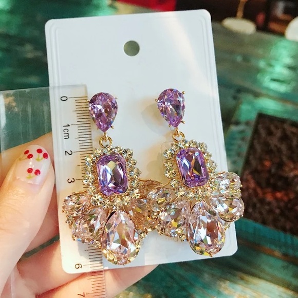 Purple rhinestone crystal Elegant new Earring - Picture 7 of 14